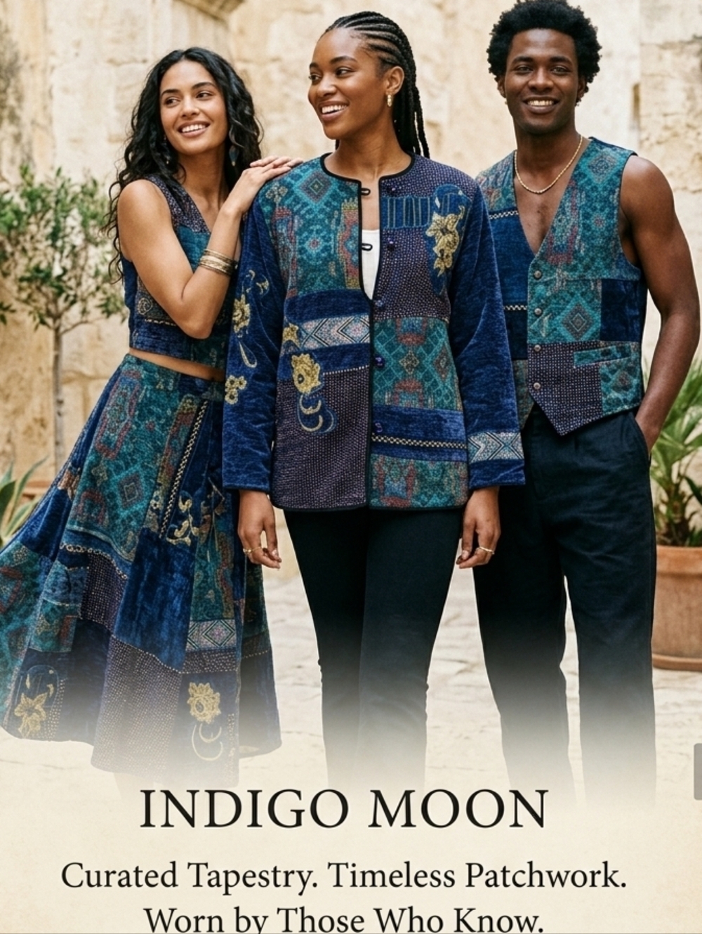 ☮VINTAGE☮ Indigo Moon Patchwork/Tapestry/ Embroidered Jacket